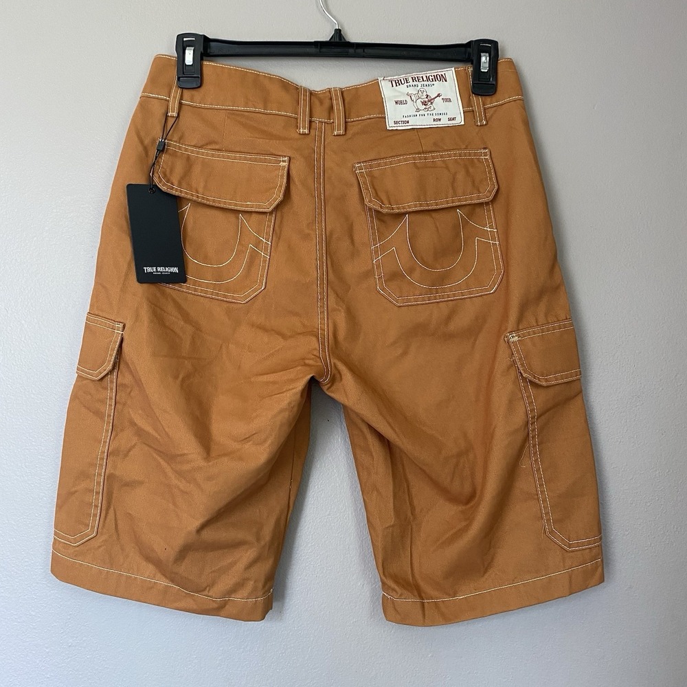 True Religion Cargo Shorts‎ Dark Khaki Men's Sz 30 (32x12) Utility Hiking Casual - Picture 3 of 12